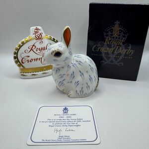 Royal Crown Derby Anniversary Edition Snowy Rabbit Paperweight Original Box COA